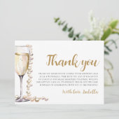 Parels en Prosecco Vrijgezellenfeest Dank u Kaart (Staand voorkant)