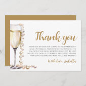 Parels en Prosecco Vrijgezellenfeest Dank u Kaart (Voorkant / Achterkant)