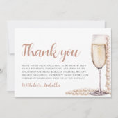 Parels en Prosecco Vrijgezellenfeest Dank u Kaart (Voorkant)