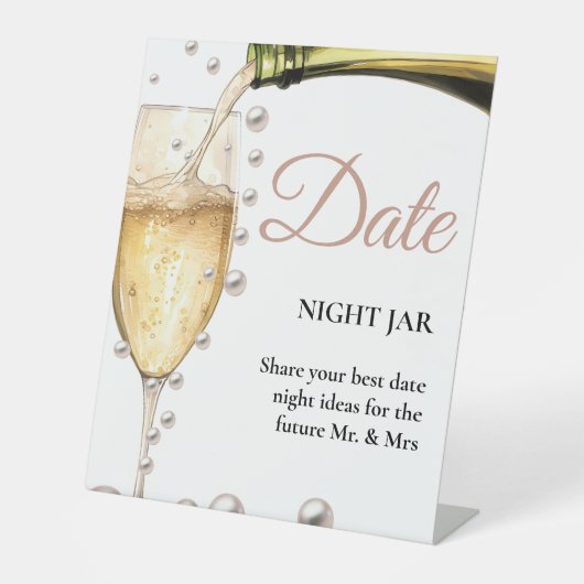 Parels en Prosecco Vrijgezellenfeest Datum ideeën  Reclamebord Met Voetstuk (Voorkant)