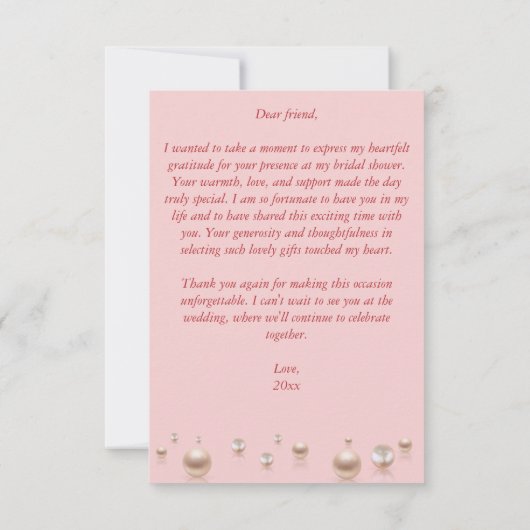 Parels en prosecco vrijgezellenfeest elegant bedankkaart (Achterkant)