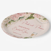 Parels en prosecco vrijgezellenfeest elegant gedru papieren bordje (Gekanteld)