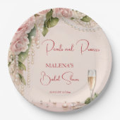 Parels en prosecco vrijgezellenfeest elegant gedru papieren bordje (Voorkant)