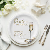 Parels en prosecco vrijgezellenfeest elegant gedru papieren bordje