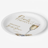 Parels en prosecco vrijgezellenfeest elegant gedru papieren bordje (Gekanteld)