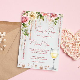 Parels en prosecco vrijgezellenfeest elegant kaart