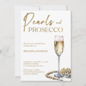 Parels en prosecco vrijgezellenfeest elegant kaart (Voorkant)