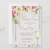 Parels en prosecco vrijgezellenfeest elegant kaart (Voorkant)