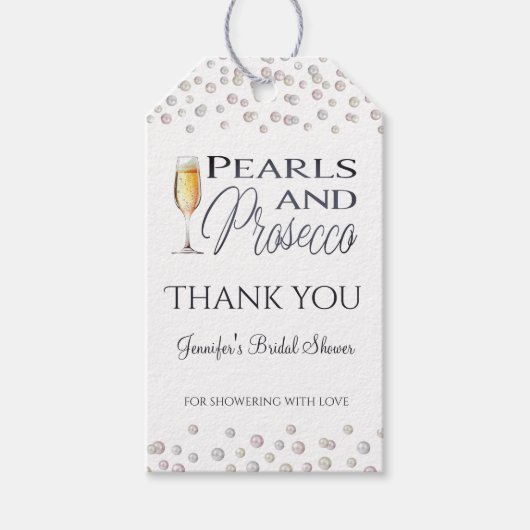 Parels en Prosecco Vrijgezellenfeest Favor Cadeaulabel (Voorkant)