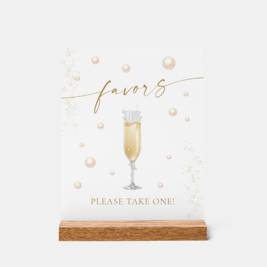 Parels en Prosecco Vrijgezellenfeest Favors Acryl Bord (Voorkant)