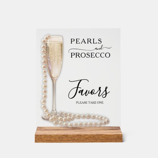 Parels en Prosecco Vrijgezellenfeest Favors Acryl Bord (Voorkant)