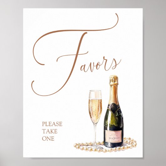 Parels en Prosecco Vrijgezellenfeest Favors Poster (Voorkant)