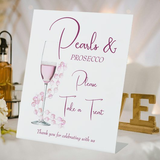 Parels en Prosecco Vrijgezellenfeest Favors Reclamebord Met Voetstuk