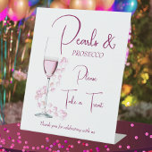 Parels en Prosecco Vrijgezellenfeest Favors Reclamebord Met Voetstuk