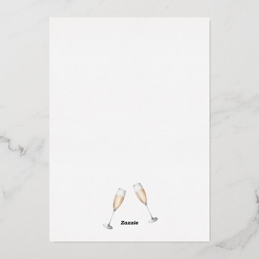 Parels en Prosecco Vrijgezellenfeest Folie uitnodi Folie Uitnodiging (Achterkant)