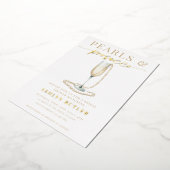 Parels en Prosecco Vrijgezellenfeest Folie uitnodi Folie Uitnodiging (Gedraaid)