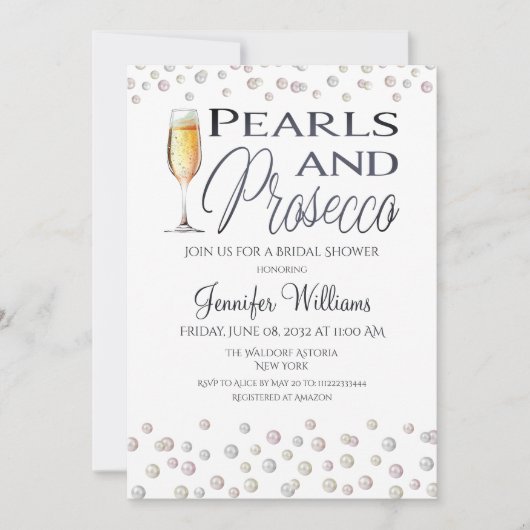 Parels en Prosecco Vrijgezellenfeest Foto Kaart (Voorkant)