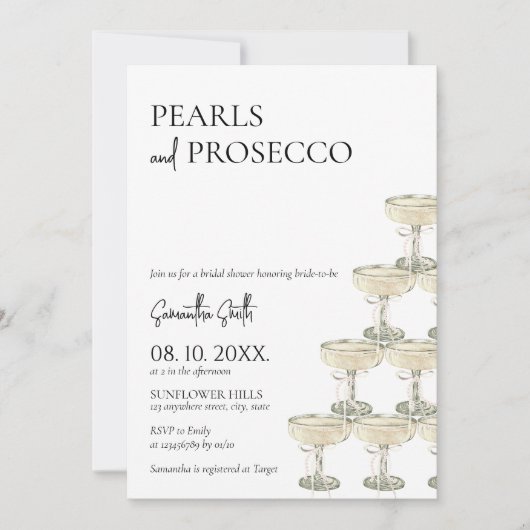 Parels en Prosecco Vrijgezellenfeest Foto Kaart (Voorkant)