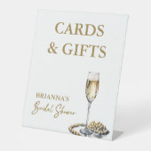 Parels en prosecco vrijgezellenfeest geschenken te reclamebord met voetstuk (Voorkant)