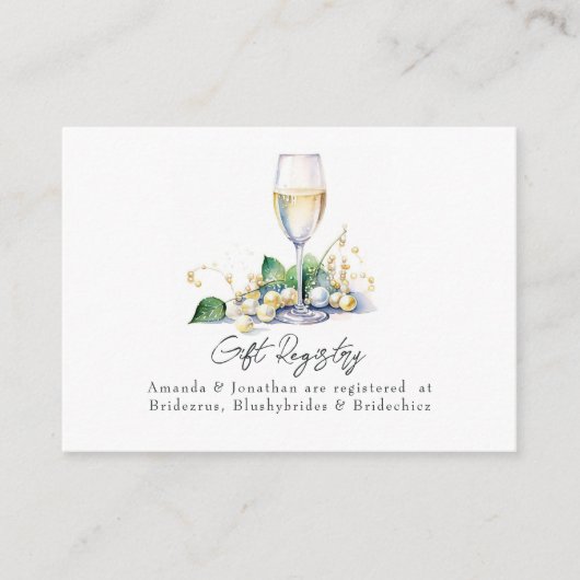 Parels en Prosecco Vrijgezellenfeest Gift Registry Informatiekaartje (Voorkant)