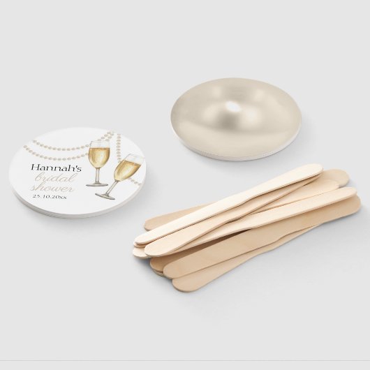 Parels en prosecco vrijgezellenfeest gunst handwaaier (Niet-gemonteerd)