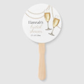 Parels en prosecco vrijgezellenfeest gunst handwaaier (Voorkant)