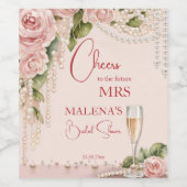 Parels en prosecco vrijgezellenfeest gunsten wijn etiket (Enkel label)