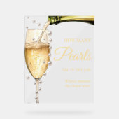 Parels en Prosecco Vrijgezellenfeest Hoeveel Parel Acryl Bord (Voorkant)