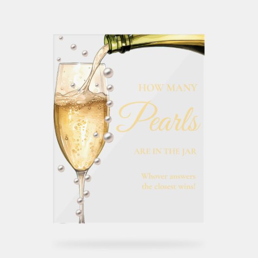 Parels en Prosecco Vrijgezellenfeest Hoeveel Parel Acryl Bord (Voorkant)