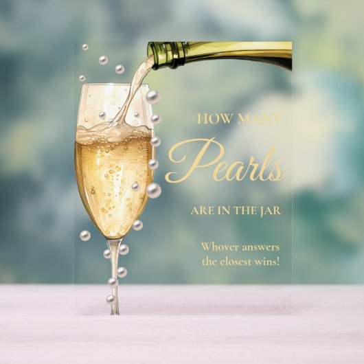 Parels en Prosecco Vrijgezellenfeest Hoeveel Parel Acryl Bord (Neutraal)