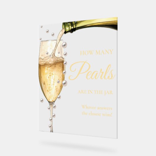 Parels en Prosecco Vrijgezellenfeest Hoeveel Parel Acryl Bord (Hoek)