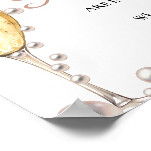 Parels en Prosecco Vrijgezellenfeest Hoeveel Parel Poster (Hoek)