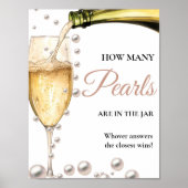 Parels en Prosecco Vrijgezellenfeest Hoeveel Parel Poster (Voorkant)