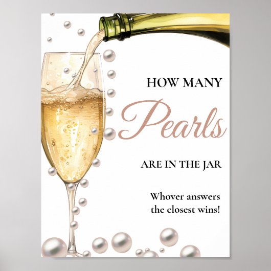 Parels en Prosecco Vrijgezellenfeest Hoeveel Parel Poster (Voorkant)