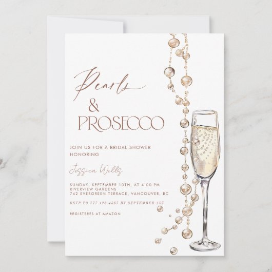 Parels en Prosecco Vrijgezellenfeest Kaart (Voorkant)