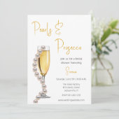 Parels en Prosecco Vrijgezellenfeest Kaart (Staand voorkant)