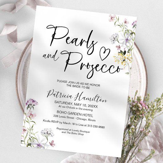 Parels en Prosecco Vrijgezellenfeest Kaart