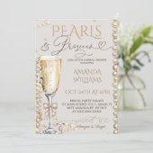 Parels en Prosecco Vrijgezellenfeest Kaart (Staand voorkant)