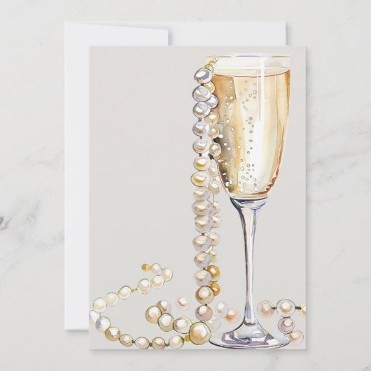 Parels en Prosecco Vrijgezellenfeest Kaart (Achterkant)