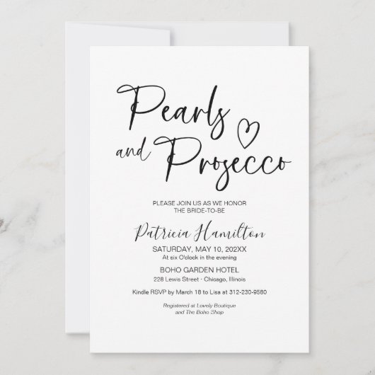 Parels en Prosecco Vrijgezellenfeest Kaart (Voorkant)