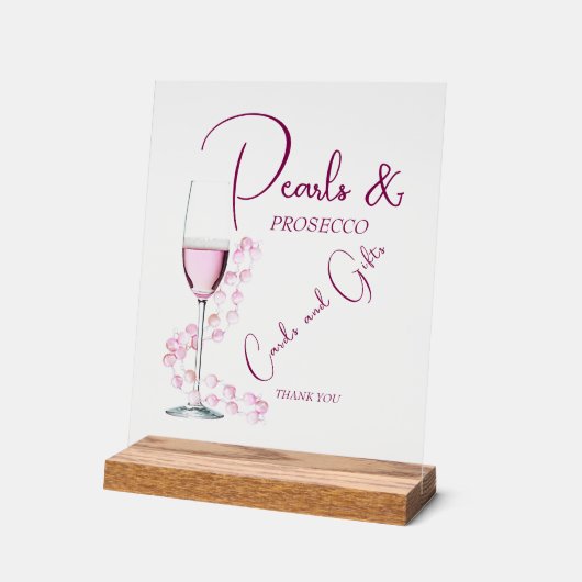 Parels en Prosecco Vrijgezellenfeest Kaarten en ge Acryl Bord (Hoek)