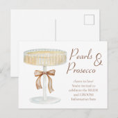Parels en Prosecco vrijgezellenfeest liefde uitnod Briefkaart (Voorkant / Achterkant)