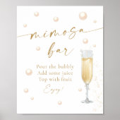 Parels en Prosecco Vrijgezellenfeest Mimosa Bar Poster (Voorkant)