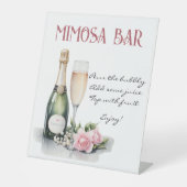 Parels en Prosecco Vrijgezellenfeest Mimosa Bar Reclamebord Met Voetstuk (Voorkant)