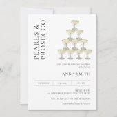 Parels en Prosecco Vrijgezellenfeest Modern Minima Kaart (Voorkant)