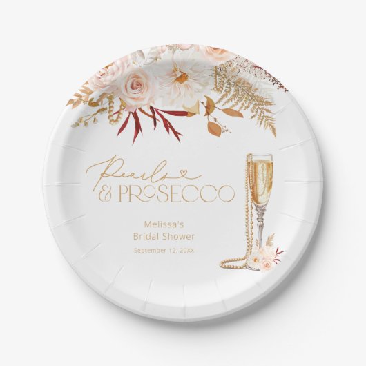 Parels en Prosecco Vrijgezellenfeest Papier Borden Papieren Bordje (Voorkant)