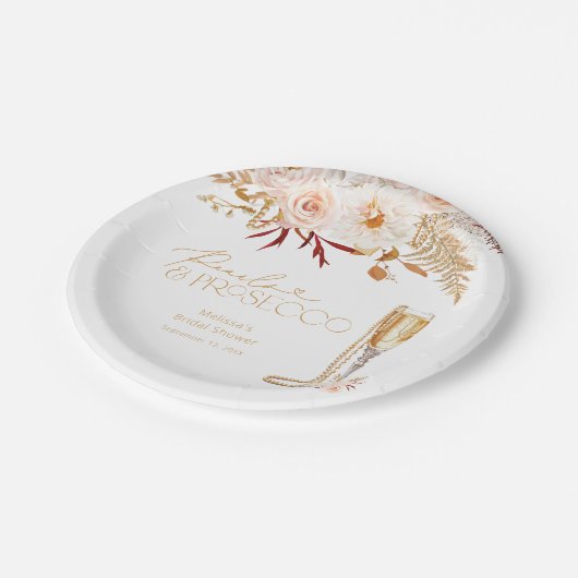 Parels en Prosecco Vrijgezellenfeest Papier Borden Papieren Bordje (Gekanteld)