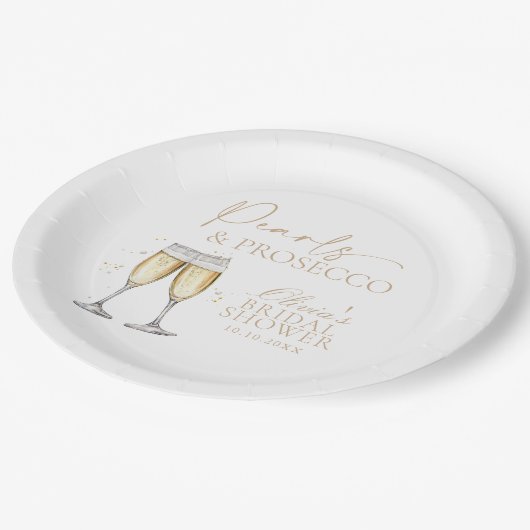 Parels en Prosecco Vrijgezellenfeest Papier Borden Papieren Bordje (Gekanteld)