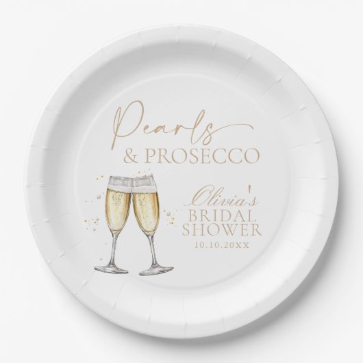 Parels en Prosecco Vrijgezellenfeest Papier Borden Papieren Bordje (Voorkant)