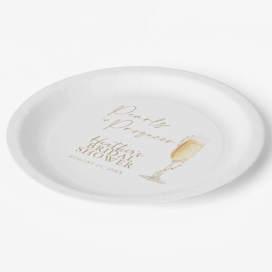 Parels en Prosecco Vrijgezellenfeest Papieren Bordje (Gekanteld)